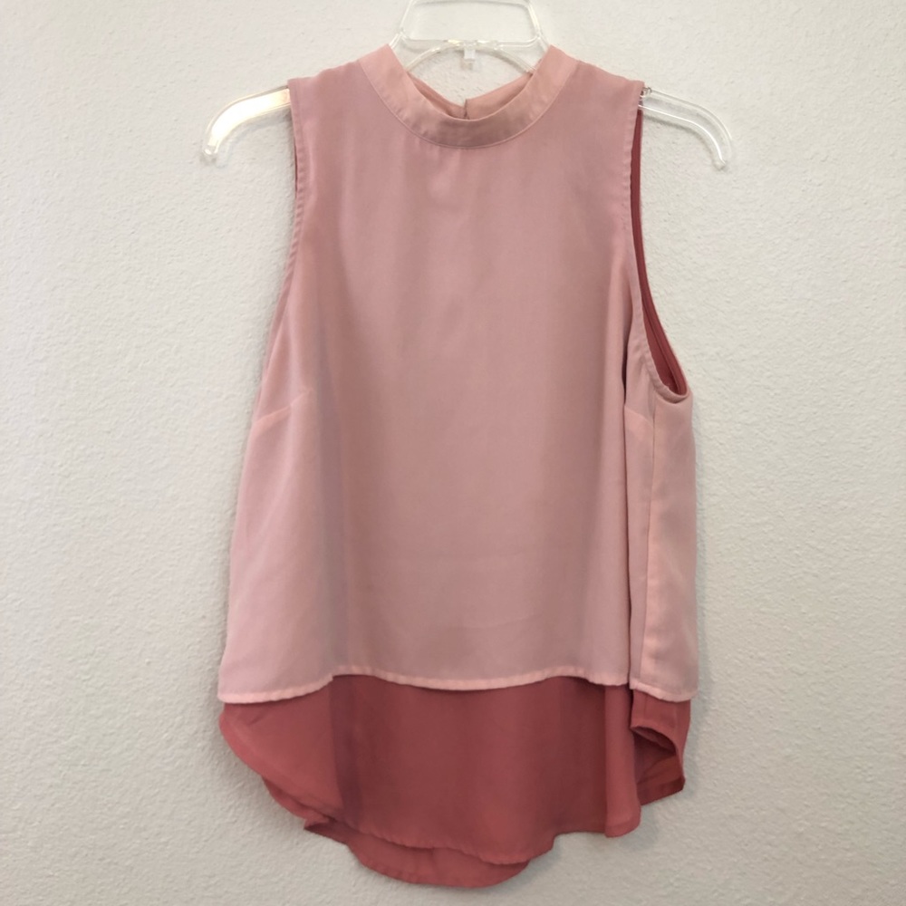 Day trip pink dusty rose sleeveless blouse 2 tone
